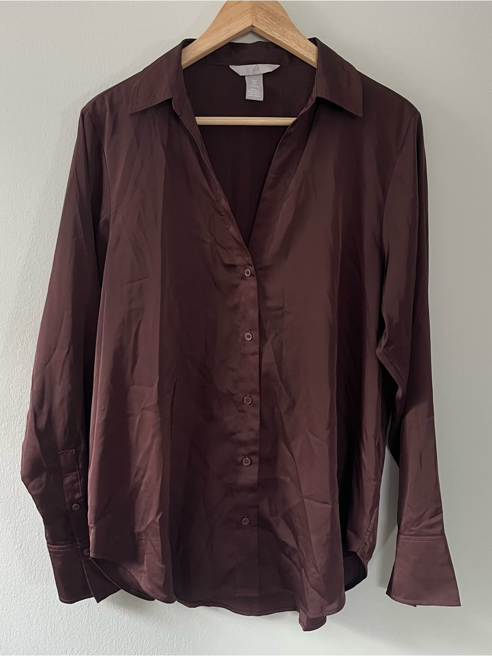 H&M Women's Button Up Front Shirt in Deep Brown